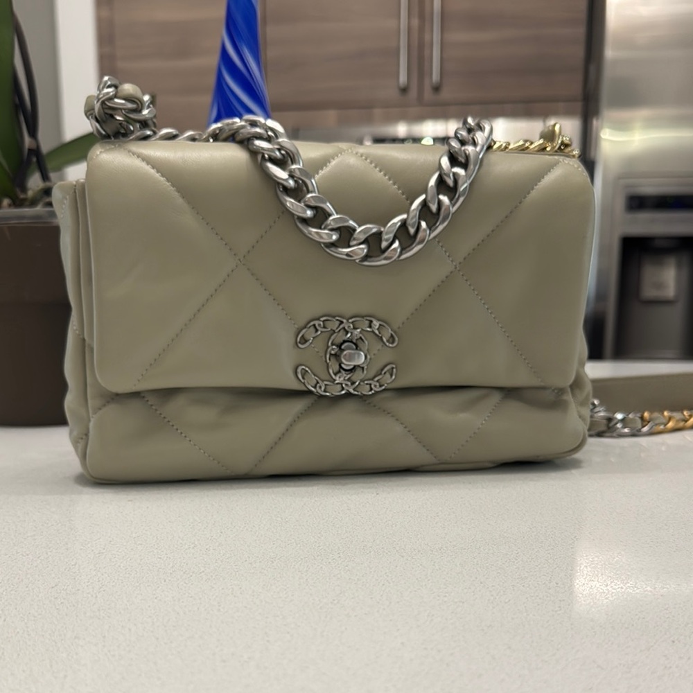 Chanel Beige Quilted Leather Bag